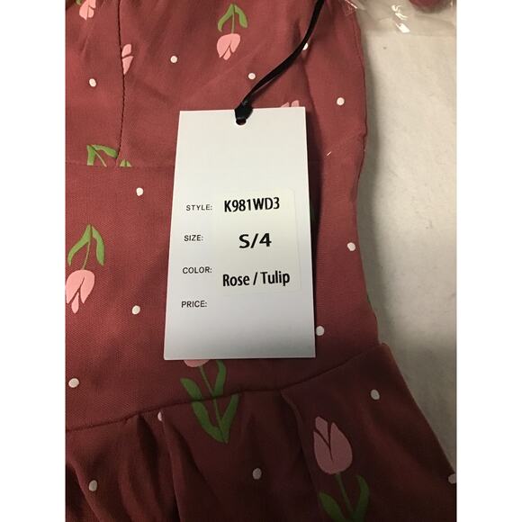 UNIQUE VINTAGE SZ S Pink Tulip 3/4 Sleeve Pleated Midi Lamar Dress NWT B85 - Picture 9 of 9